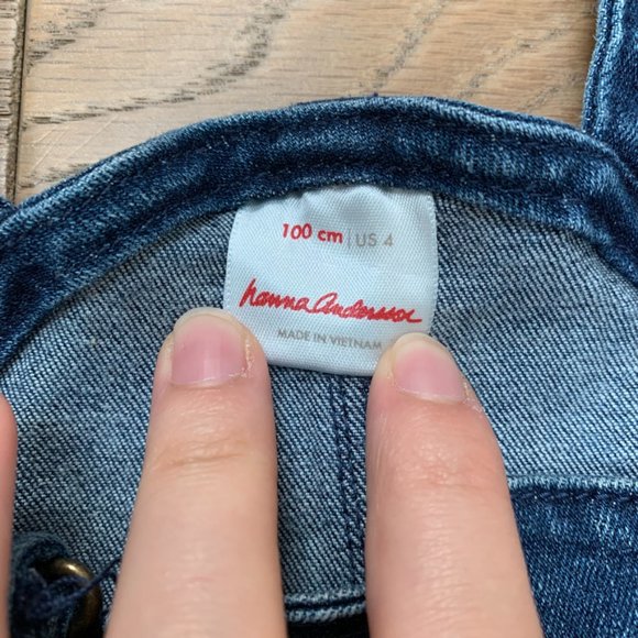 Hanna Andersson Rainbow Stitch Denim Overalls - Picture 4 of 6